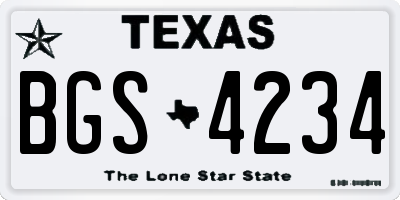 TX license plate BGS4234