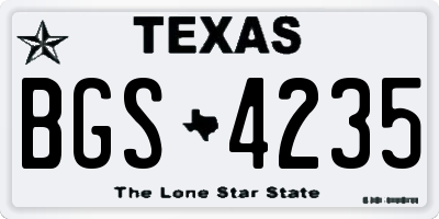 TX license plate BGS4235