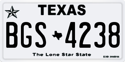 TX license plate BGS4238