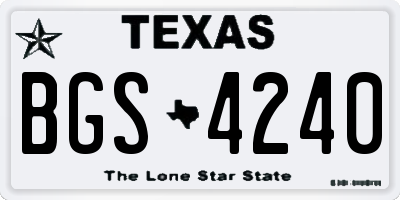 TX license plate BGS4240