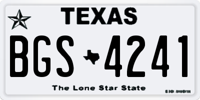TX license plate BGS4241