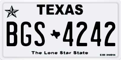 TX license plate BGS4242