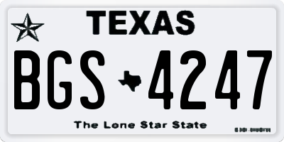 TX license plate BGS4247