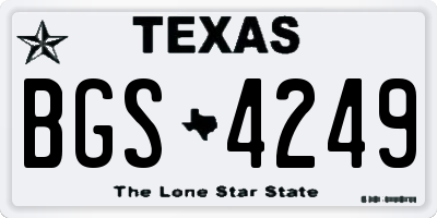 TX license plate BGS4249
