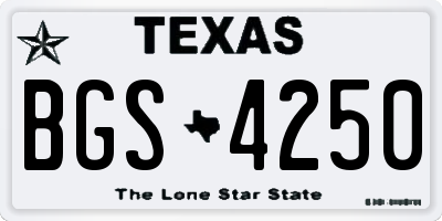 TX license plate BGS4250