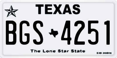 TX license plate BGS4251