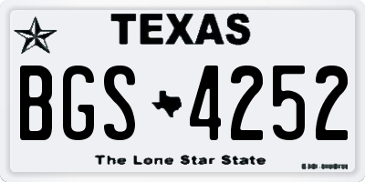 TX license plate BGS4252