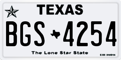 TX license plate BGS4254