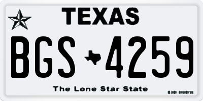 TX license plate BGS4259