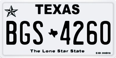 TX license plate BGS4260