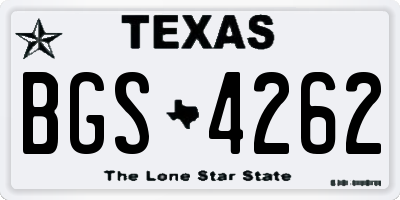 TX license plate BGS4262