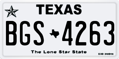 TX license plate BGS4263
