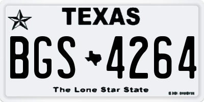TX license plate BGS4264