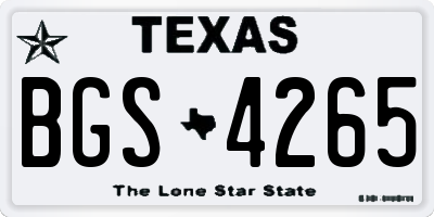 TX license plate BGS4265