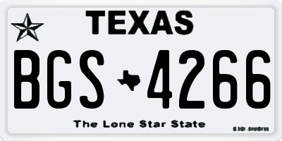 TX license plate BGS4266
