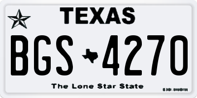 TX license plate BGS4270