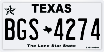 TX license plate BGS4274
