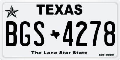 TX license plate BGS4278