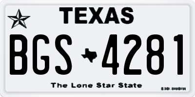 TX license plate BGS4281