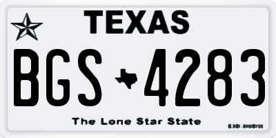 TX license plate BGS4283