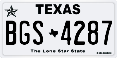 TX license plate BGS4287