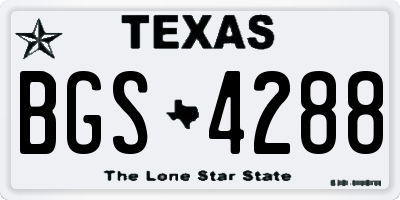 TX license plate BGS4288
