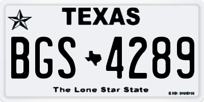 TX license plate BGS4289