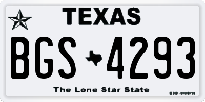 TX license plate BGS4293