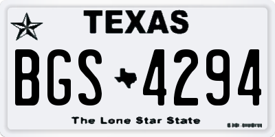 TX license plate BGS4294