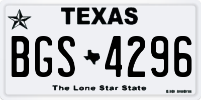 TX license plate BGS4296