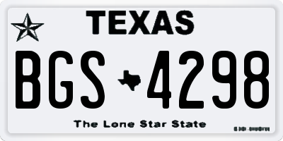 TX license plate BGS4298