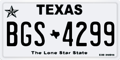 TX license plate BGS4299
