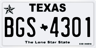 TX license plate BGS4301