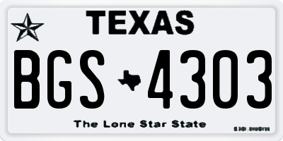 TX license plate BGS4303