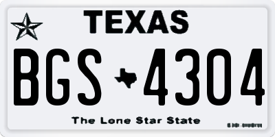 TX license plate BGS4304