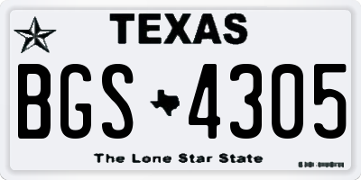 TX license plate BGS4305