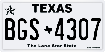 TX license plate BGS4307