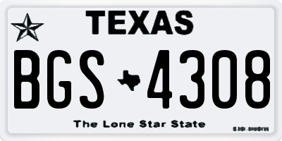 TX license plate BGS4308