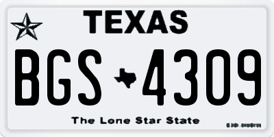 TX license plate BGS4309