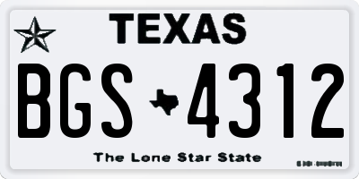 TX license plate BGS4312