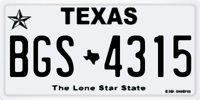 TX license plate BGS4315