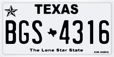 TX license plate BGS4316