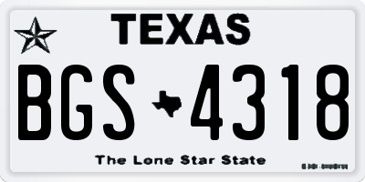 TX license plate BGS4318