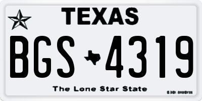 TX license plate BGS4319