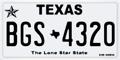 TX license plate BGS4320