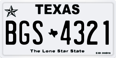 TX license plate BGS4321