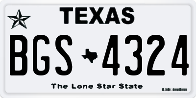 TX license plate BGS4324