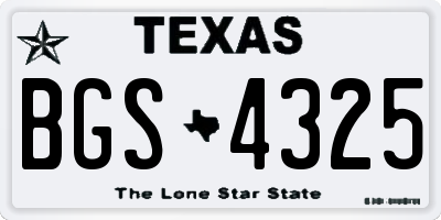 TX license plate BGS4325