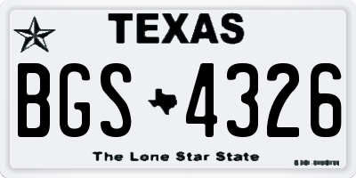 TX license plate BGS4326