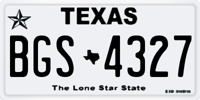 TX license plate BGS4327